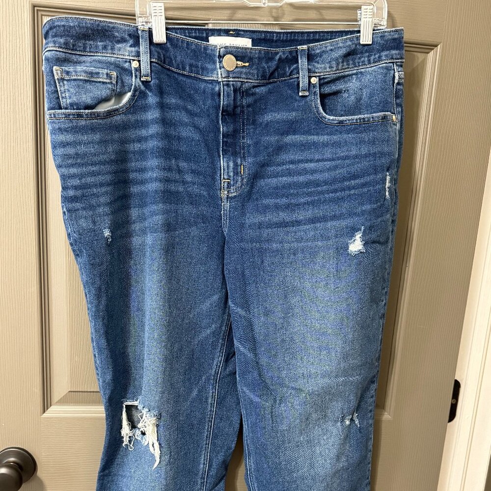 Lane Bryant 18 Distressed Boyfriend Jeans with Cuffed Hem
